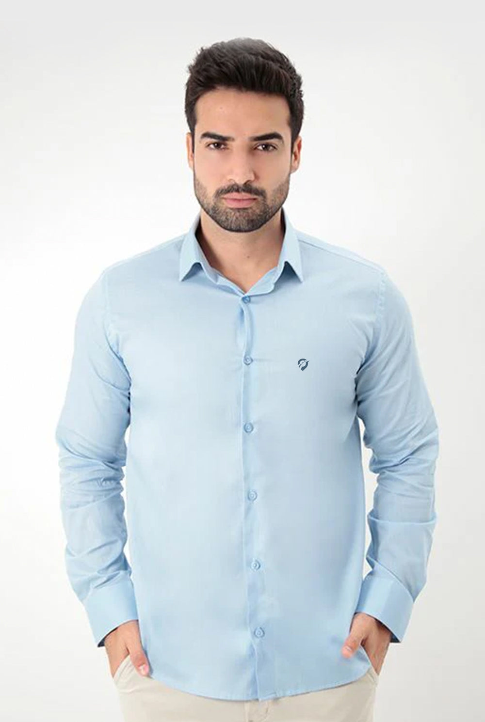 Camisa Manga Longa Slim Fit Básica Lisa