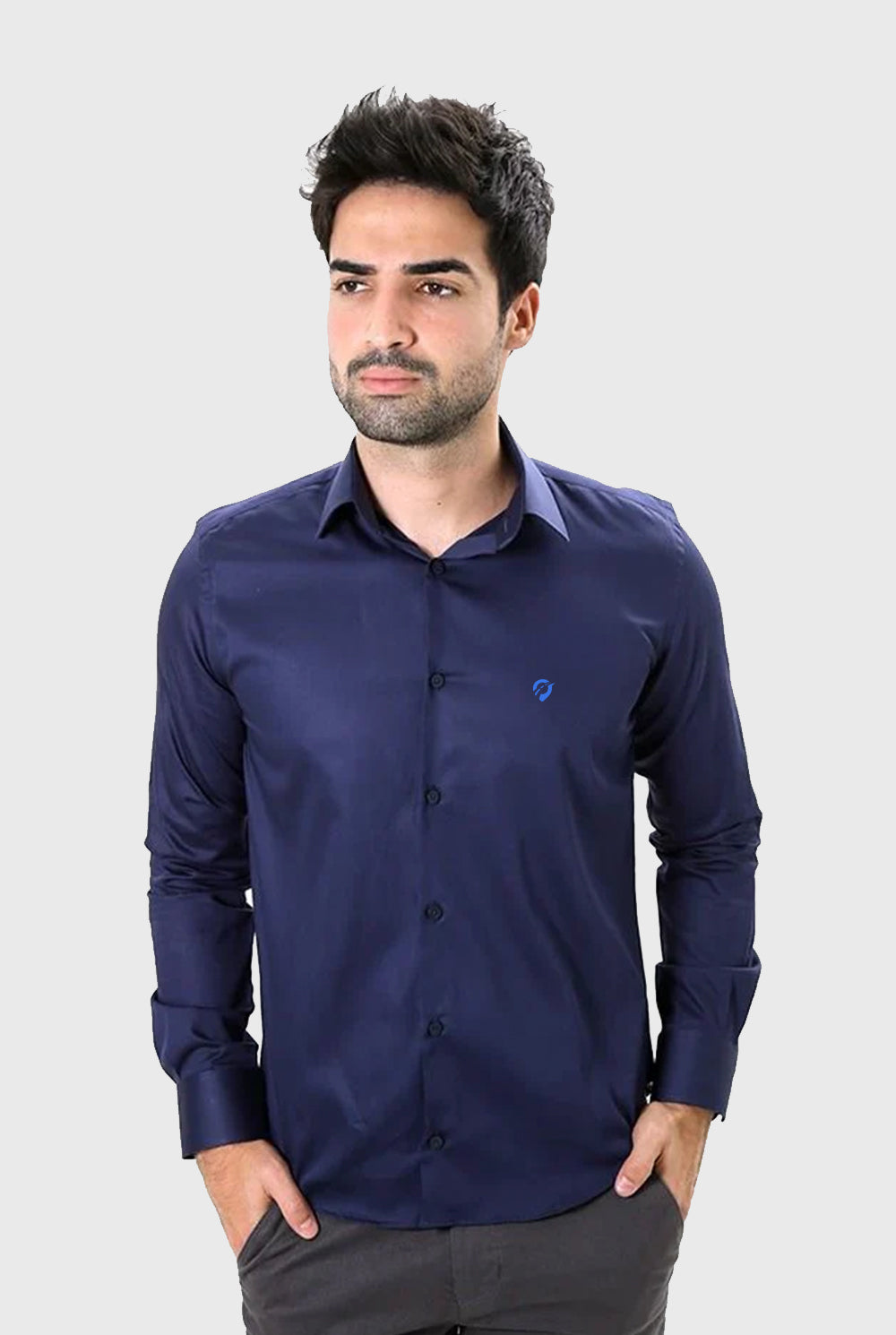 Camisa Manga Longa Slim Fit Básica Lisa